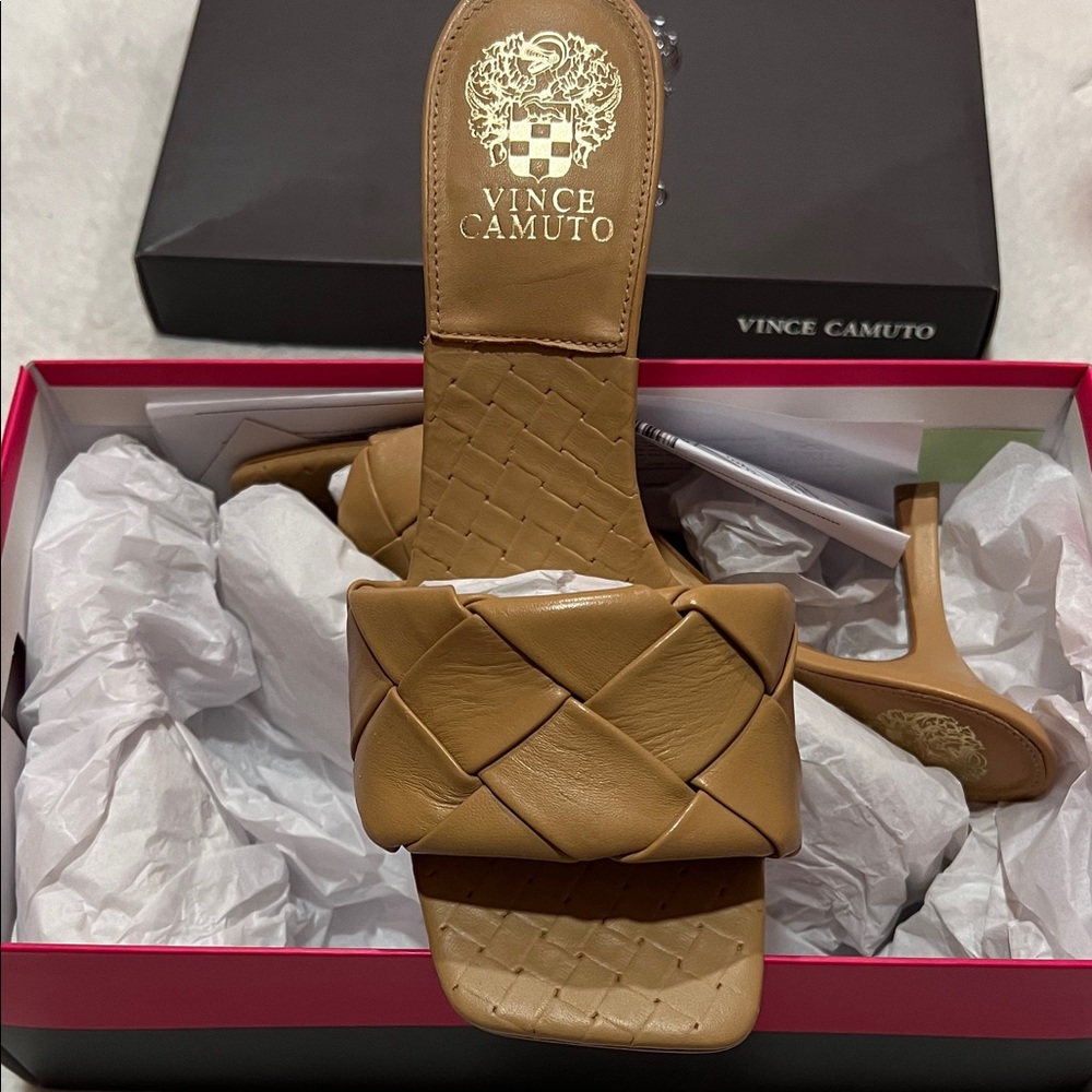 Vince Camuto Brown Woven Heeled Sandals